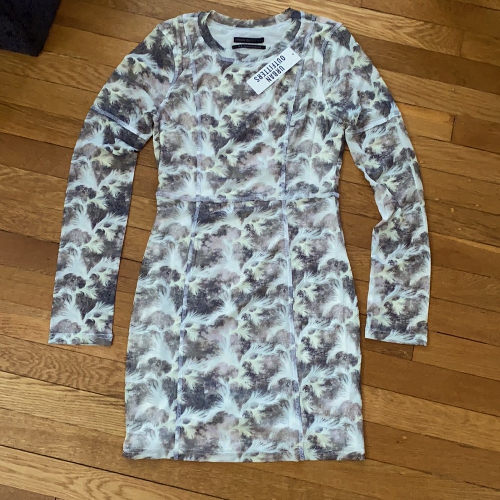 UO Ruth Printed Mesh Mini Dress